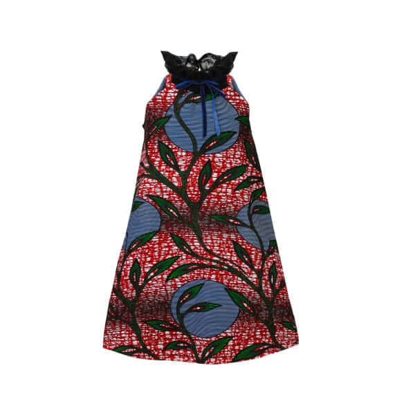 RED A-LINE SLEEVELESS ANKARA DRESS