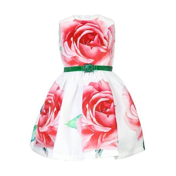 RED ROSE MIKADO DRESS W/HAIRBOW