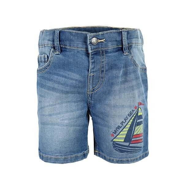 DENIM BLUE PRINTED SHORTS