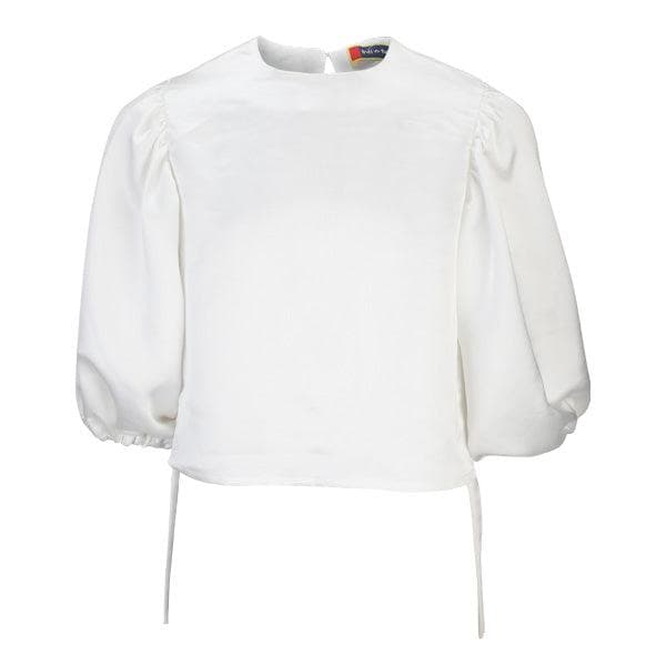 WHITE GIRLS BLOUSE WITH DRAWSTRINGS