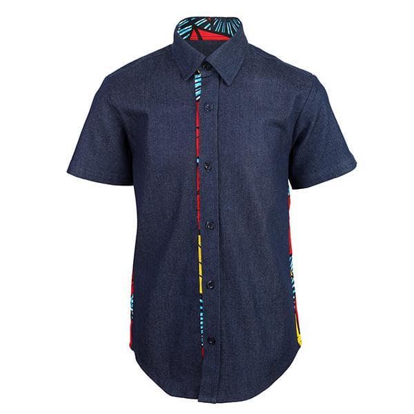 LIGHT DENIM W/ ANKARA SHIRT Image