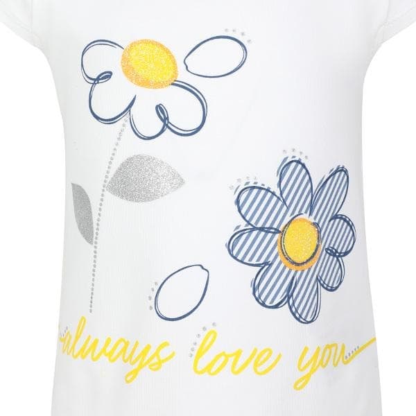 WHITE S/S SUNFLOWER PRINT TEE