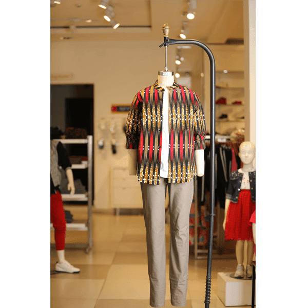 BROWN L-SLEEVE ANKARA SHIRT