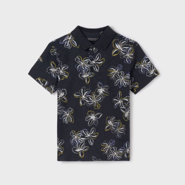 BLACK PRINT S/S POLO SHIRT