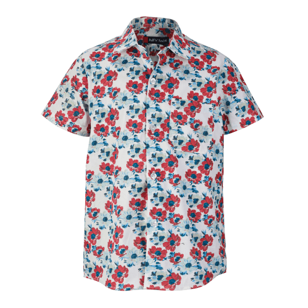 RED & BLUE FLORAL S/S SHIRT & SHORT SET