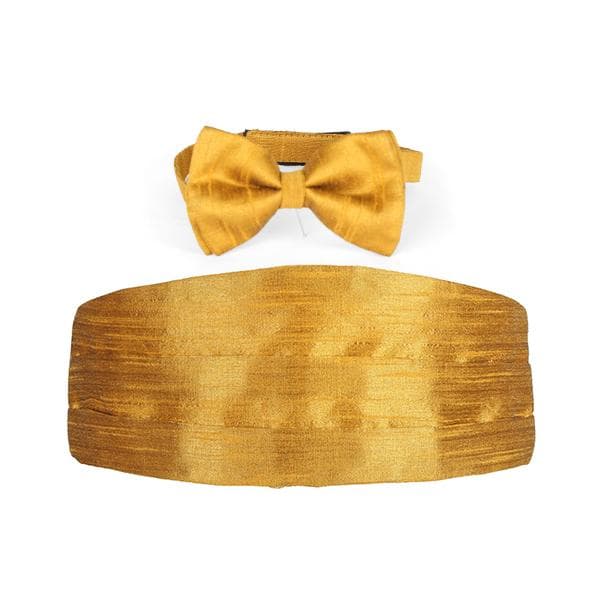 GOLD DAMASK CUMMABUND&BOW-TIE
