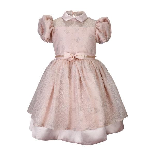 PINK MIKADO DRESS WITH HAIR BOW