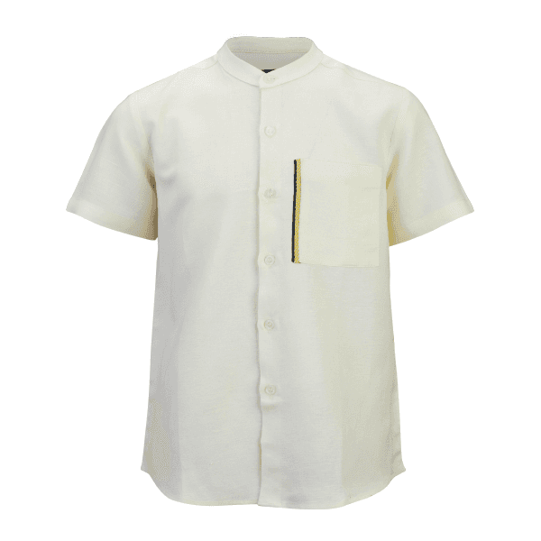 CREAM LINEN NEHRU COLLAR S/S SHIRT