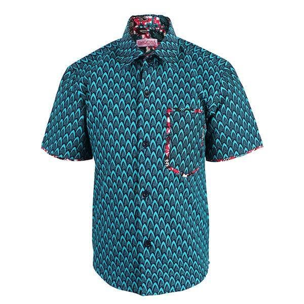 TURQUOISE S/S ANKARA SHIRT