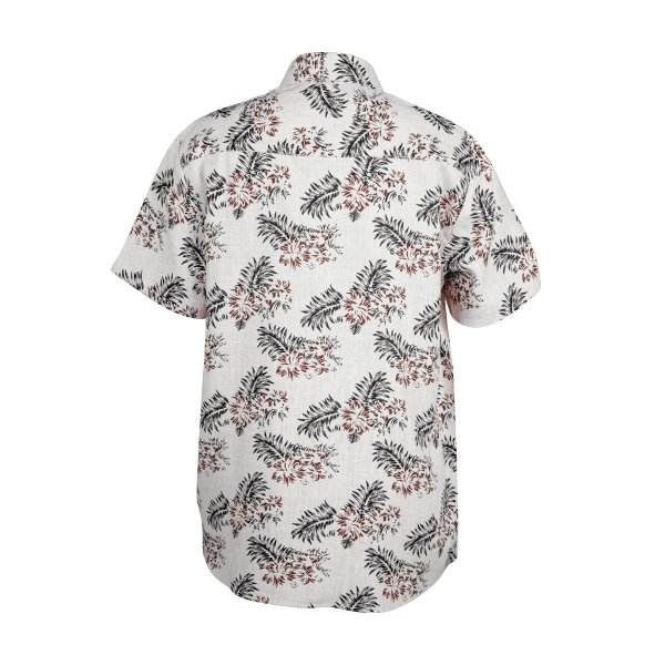 BEIGE & BROWN FLORAL LINEN S/S SHIRT