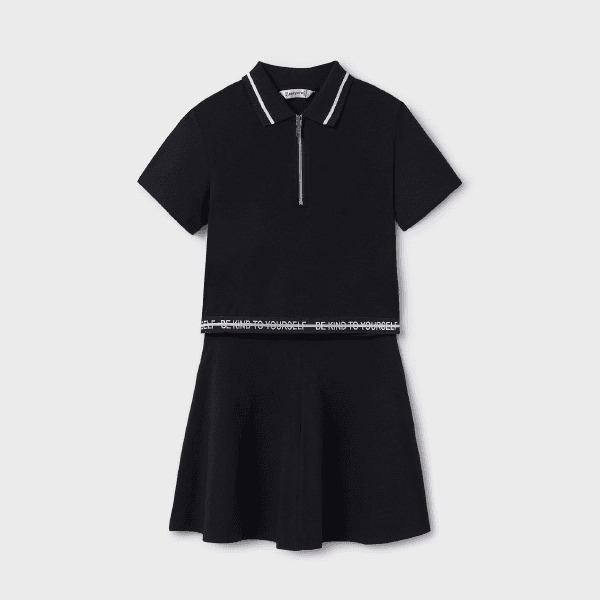 BLACK KNIT SKIRT SET