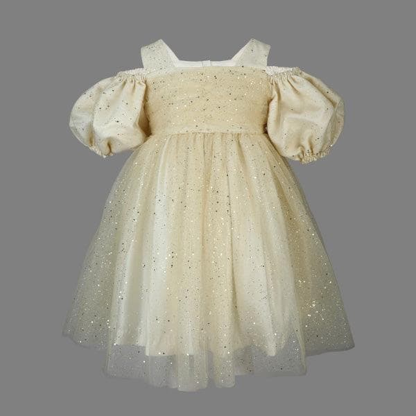 GOLD TULLE DRESS WITH HAIR BOW