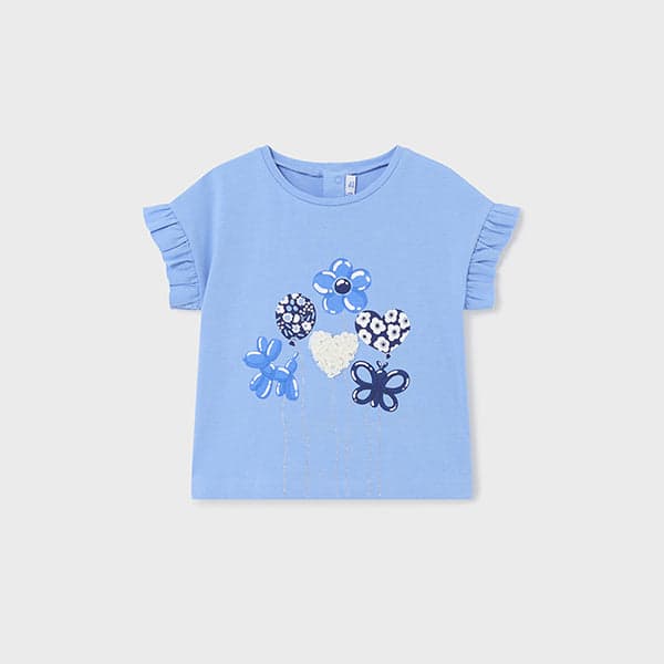 BLUE BLOUSE WITH GRAPHIC