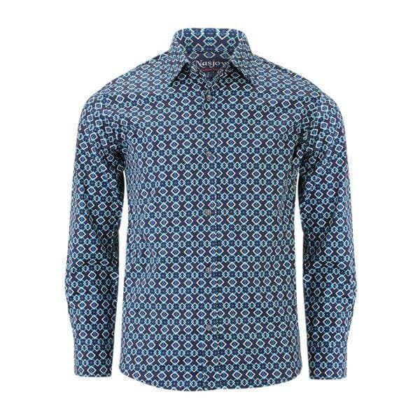 BLUE GEOMETRIC L/S SHIRT