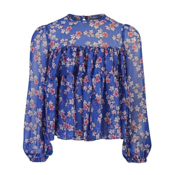 FLORAL CHIFFON CARIBBEAN BLOUSE