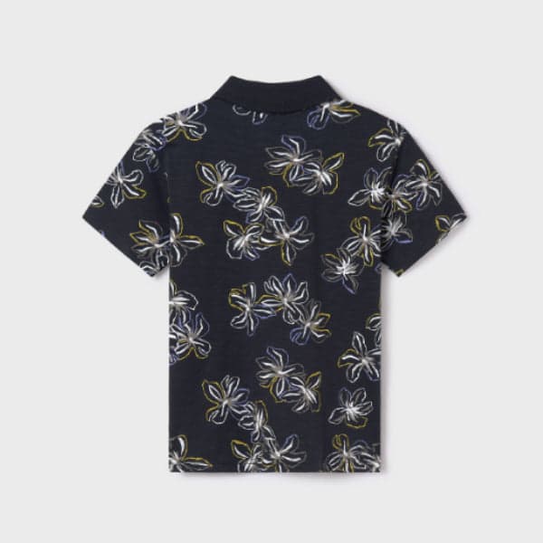 BLACK PRINT S/S POLO SHIRT