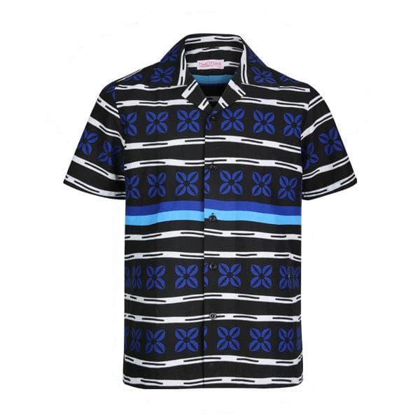 BLUE ANKARA PRINT S/S SHIRT