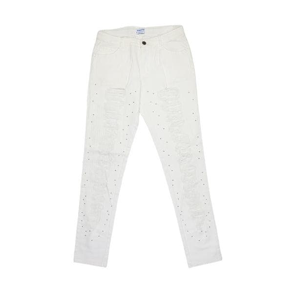 OFFWHITE TWILL RIPPED PANTS