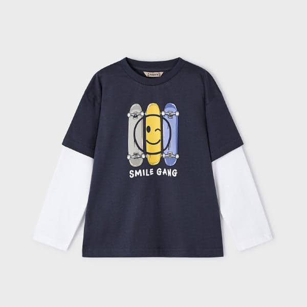 NAVY BLUE L/S ROUND NECK TSHIRT