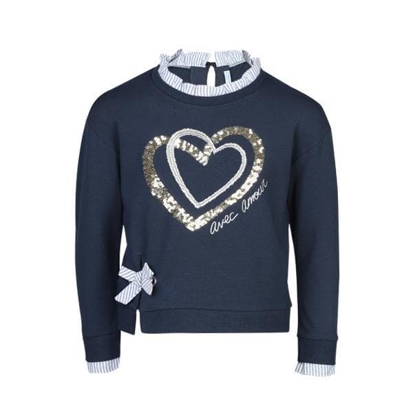 NAVY L/S MIXED STRIPED PULLOVER T-SHIRT