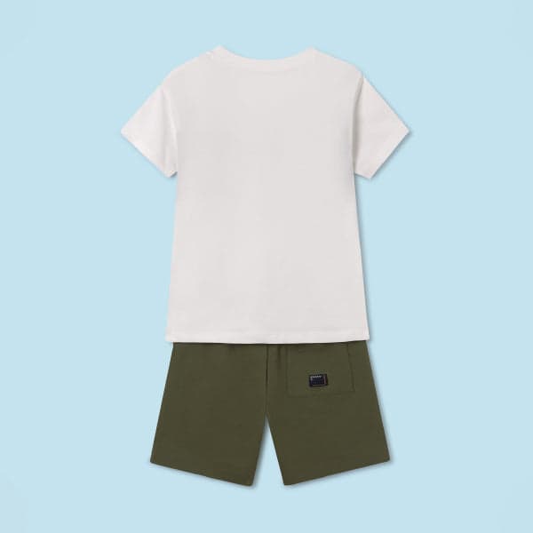 CREAM & ARMY GREEN SHORT SET