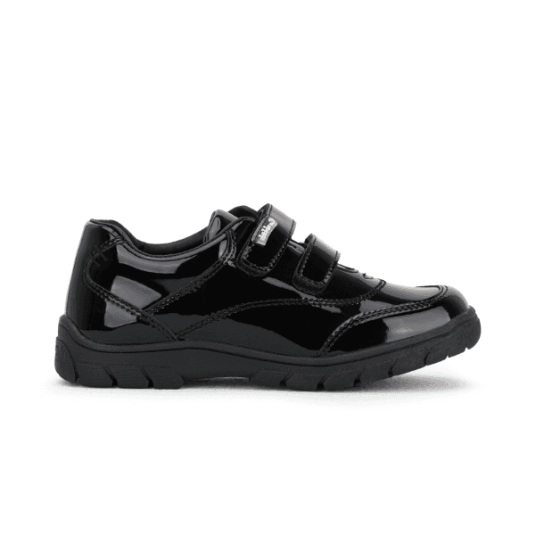 BLACK PATENT DOUBLE VELCRO SCHOOL SHOES