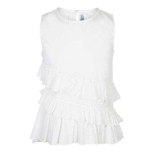 WHITE SLEEVELESS BLOUSE