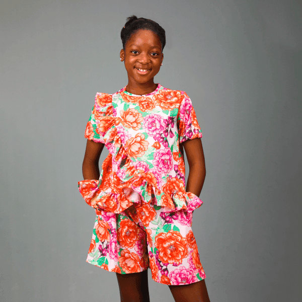 MULTICOLOUR FLORAL BLOUSE AND SHORT SET