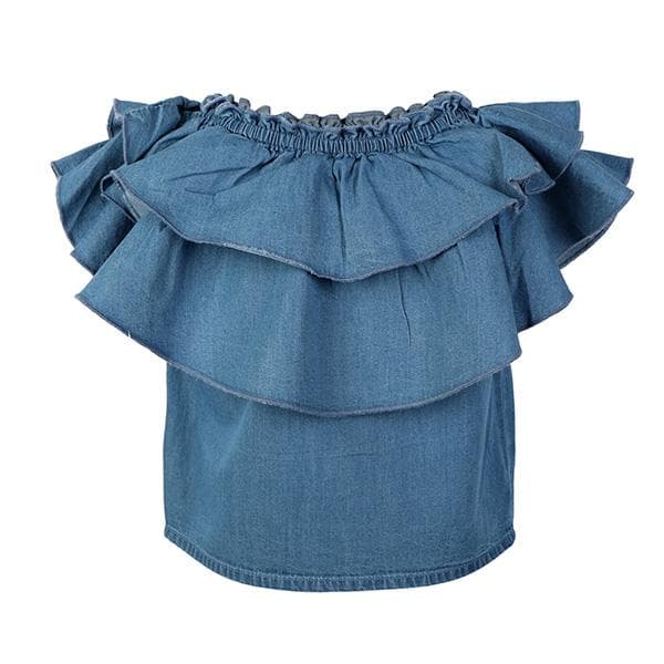 DENIM TIERED LOOSE BLOUSE