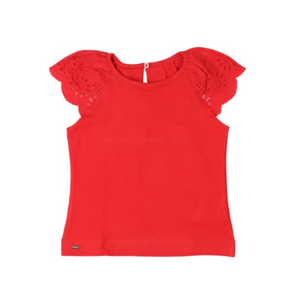 RED LACE INSERT T-SHIRT