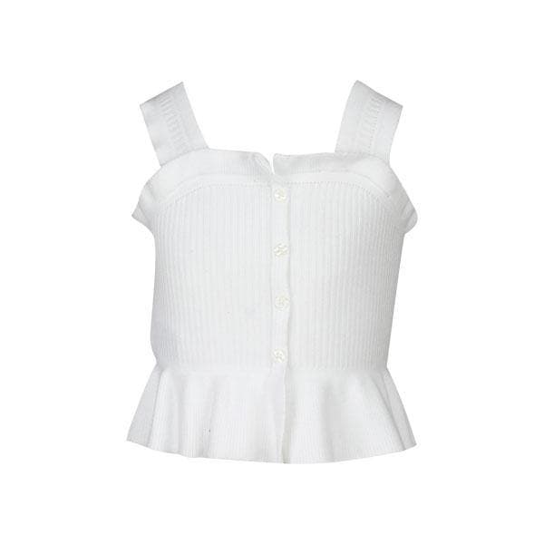 WHITE RIB KNIT BLOUSE