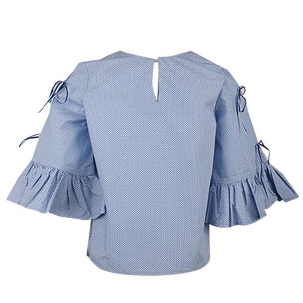 SKY BLUE DOT PRINT BLOUSE