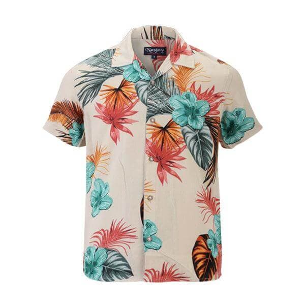 BROWN FLORAL PRINT S/S SHIRT