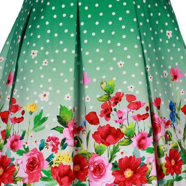 GREEN BORDER FLORAL DRESS