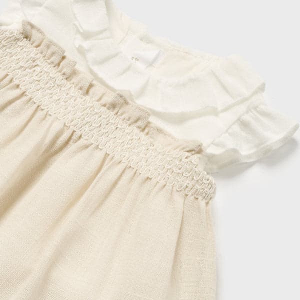 WHITE & BEIGE BABY BLOUSE SET