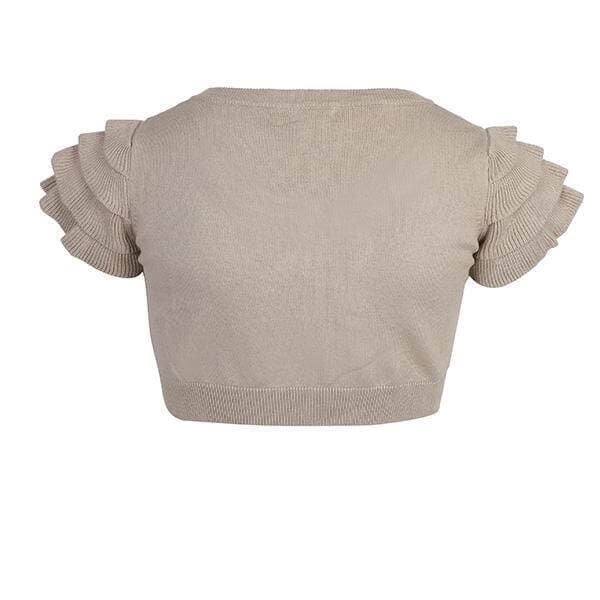 BEIGE RUFFLED BOLERO