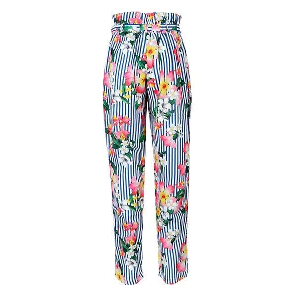 NAVY FLORAL STRIPED PANTS