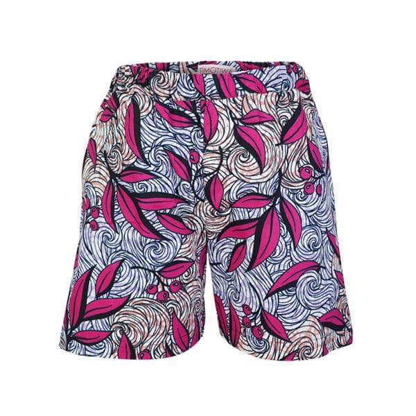 NAVY BLOUSE AND PINK/LILAC ANKARA ELASTICATED WAIST SHORT SET