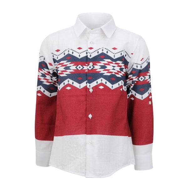WHITE PATTERNED L/S SHIRT