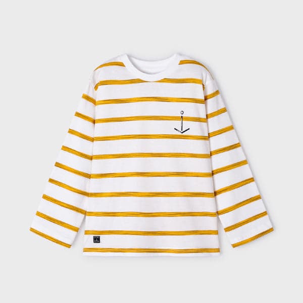 WHITE AND YELLOW L/S STRIPE TSHIRT