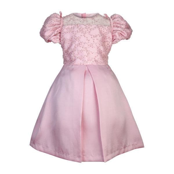 PINK BEADED NET A-LINE DRESS