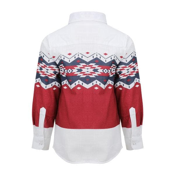 WHITE PATTERNED L/S SHIRT