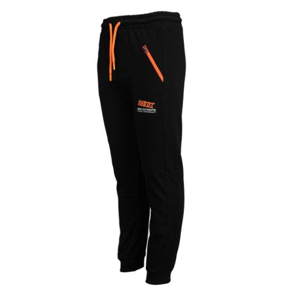BLACK JOGGERS WITH ORANGE ZIP