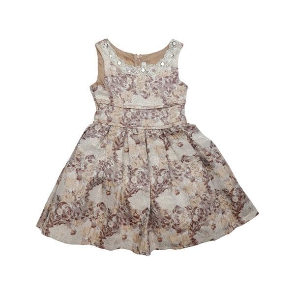 GOLD FLORAL JACQUARD DRESS