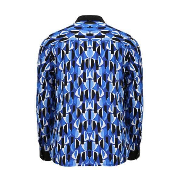 BLUE L/S NEHRU COLLAR SHIRT