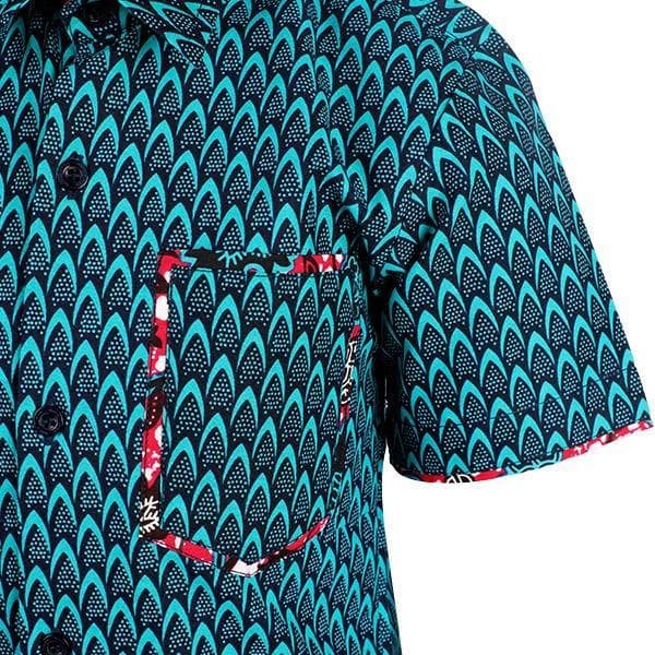 TURQUOISE S/S ANKARA SHIRT