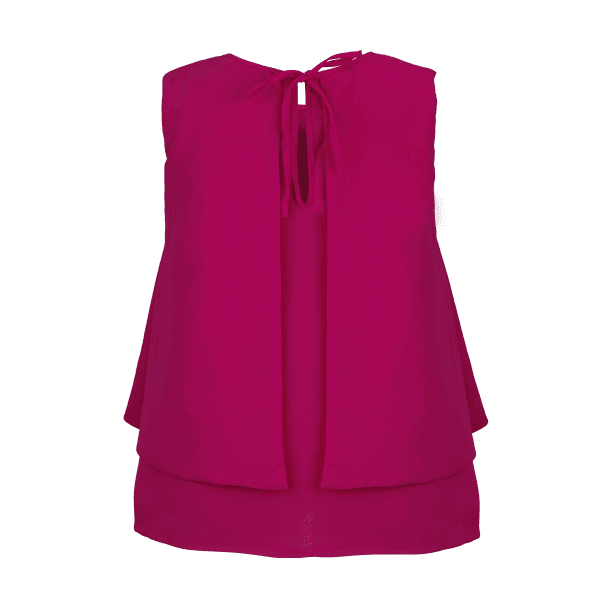 FUCHSIA PINK PLAIN CHIFFON BLOUSE