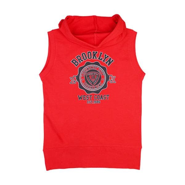 RED SLEEVLESS HOODIE