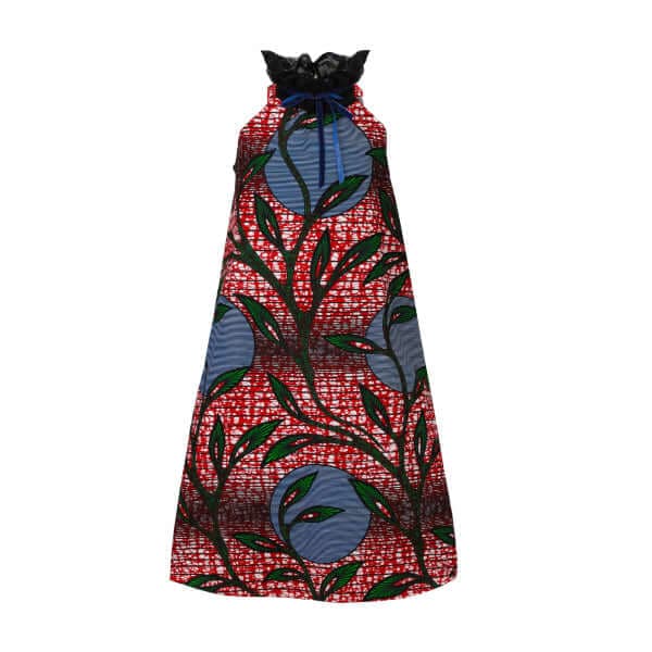 RED A-LINE SLEEVELESS ANKARA DRESS