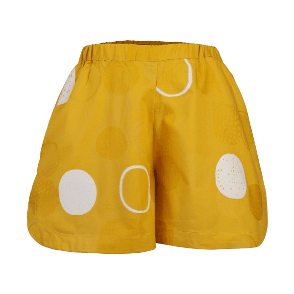 BLUE & CUSTARD YELLOW STRIPE POKER S/S BLOUSE & SHORT SET